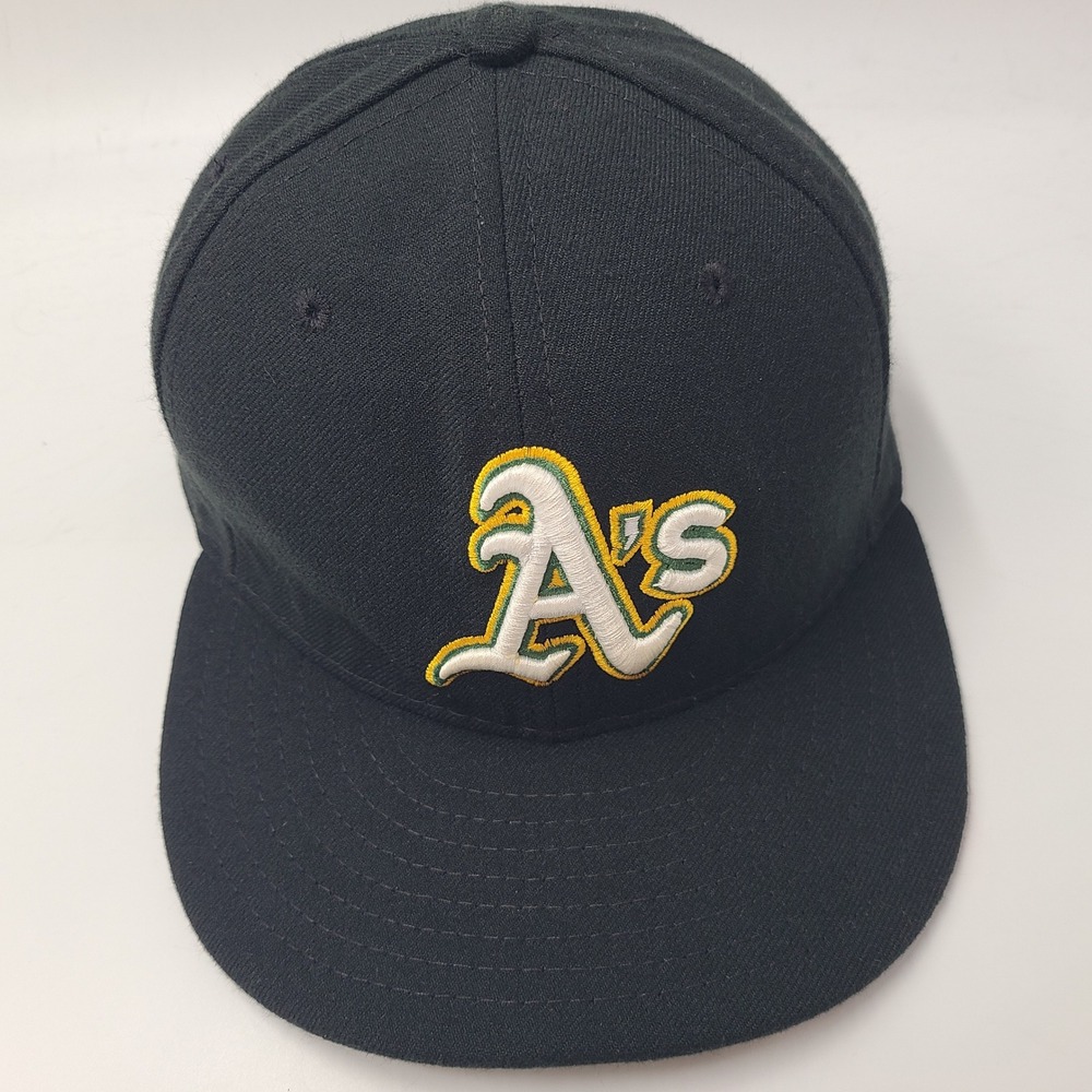 Oakland Athletics Hat Fitted (Seems 7 5/8) New Era 59Fifty Black White MLB A's